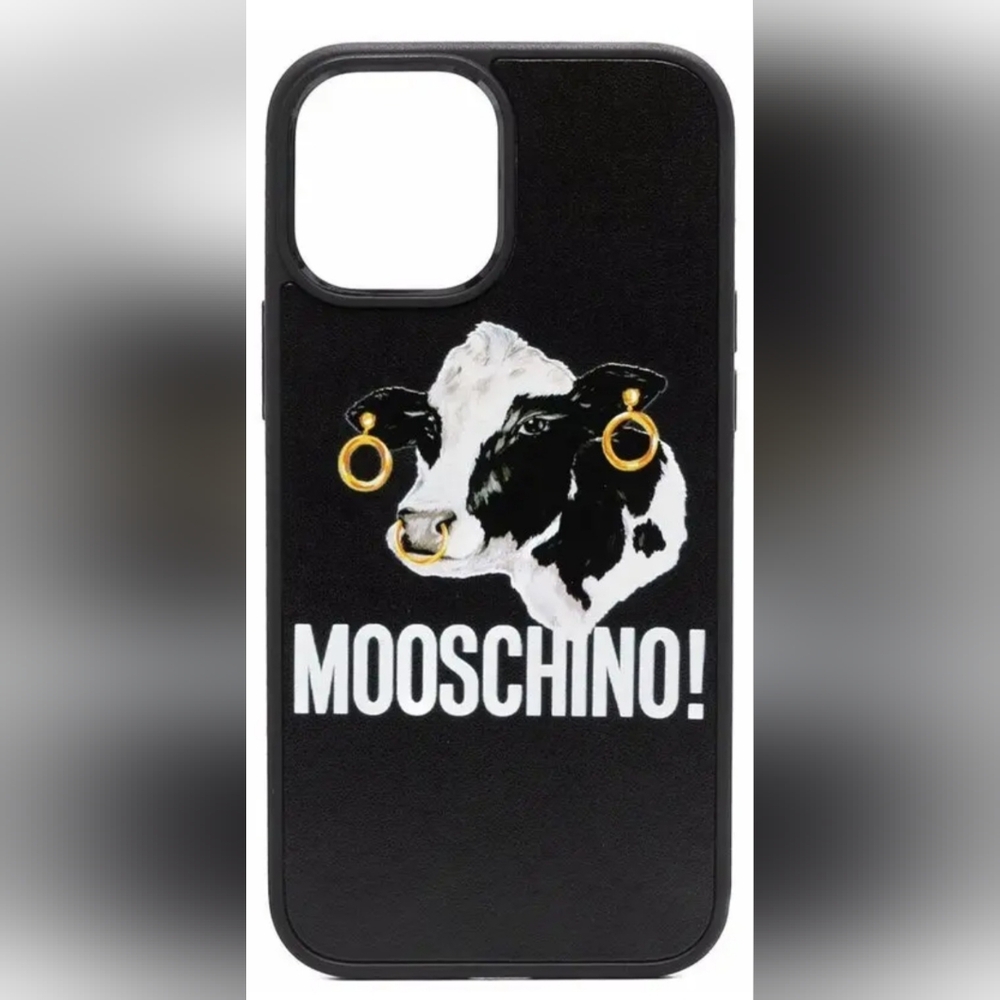 Moschino "Mooschino" Cow iPhone Case – Black & White – Designer Tech Accessory